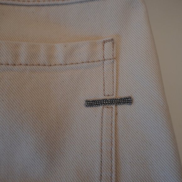 Brunello Cucinelli Monili Jeans Ecru Denim Straight Leg Size 6 New Tag $1595 - Picture 12 of 13